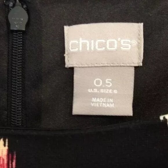 Chicos Floral Sleeveless Knit Dress Pockets Retro Mod Size 0.5 Misses 6 - Picture 3 of 6